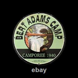 Vintage Bert Adams Camp Porcelain Enamel Oil Garage Pump Service Plate Sign