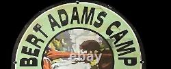 Vintage Bert Adams Camp Porcelain Enamel Oil Garage Pump Service Plate Sign