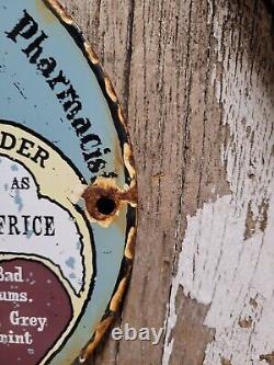 Vintage Bibbings Porcelain Sign Tooth Power Dental Dentist Medicine Pharmacy