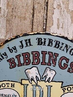 Vintage Bibbings Porcelain Sign Tooth Power Dental Dentist Medicine Pharmacy