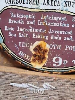 Vintage Bibbings Porcelain Sign Tooth Power Dental Dentist Medicine Pharmacy