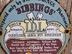 Vintage Bibbings Porcelain Sign Tooth Power Dental Dentist Medicine Pharmacy