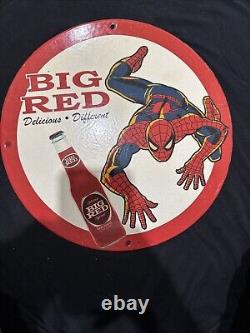 Vintage Big Red Soda Porcelain Spider Man Gas Oil Beverage Drink Garage Ad Sign