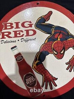Vintage Big Red Soda Porcelain Spider Man Gas Oil Beverage Drink Garage Ad Sign