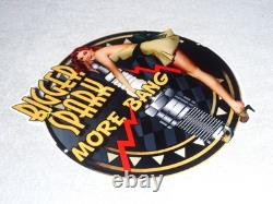 Vintage Bigger Spark More Bang Woman? & Plug 12 Metal Big Gasoline & Oil Sign