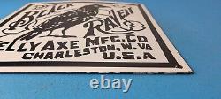 Vintage Black Raven Porcelain Kelly Axe Mfg Co USA Gas Service Pump Plate Sign