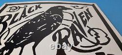 Vintage Black Raven Porcelain Kelly Axe Mfg Co USA Gas Service Pump Plate Sign