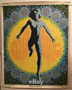 Vintage Blacklight Poster The Zodiac Astrology Sign Pin-up Man 1967 Psychedelic