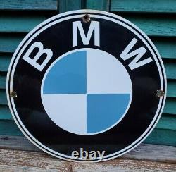 Vintage Bmw Automobile Porcelain Metal Gas Dealer German Sales Service Sign