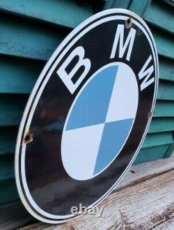 Vintage Bmw Automobile Porcelain Metal Gas Dealer German Sales Service Sign