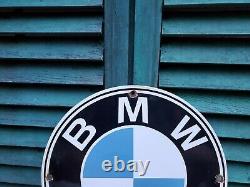 Vintage Bmw Automobile Porcelain Metal Gas Dealer German Sales Service Sign