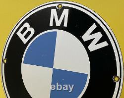 Vintage Bmw Motorcycle Porcelain Sign Dealership Gas Oil Harley Indian Service