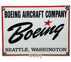 Vintage Boeing Aircraft Co Porcelain Sign Airplane Hangar Gas Station Motor Oil