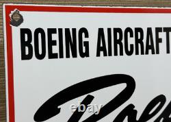 Vintage Boeing Aircraft Co Porcelain Sign Airplane Hangar Gas Station Motor Oil