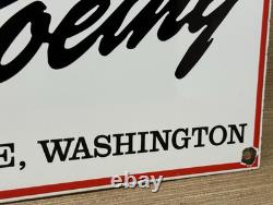 Vintage Boeing Aircraft Co Porcelain Sign Airplane Hangar Gas Station Motor Oil