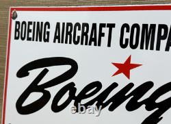 Vintage Boeing Aircraft Co Porcelain Sign Airplane Hangar Gas Station Motor Oil
