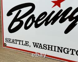 Vintage Boeing Aircraft Co Porcelain Sign Airplane Hangar Gas Station Motor Oil