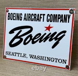 Vintage Boeing Aircraft Co Porcelain Sign Airplane Hangar Gas Station Motor Oil