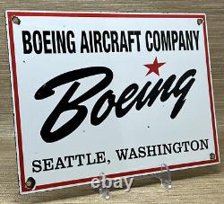 Vintage Boeing Aircraft Company Porcelain Sign Hangar Gas Oil Airplane Airport