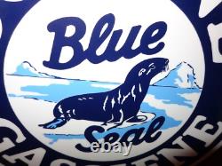 Vintage Bolene Blue Seal Gasoline 11 3/4 Porcelain Metal Enamel Gas & Oil Sign