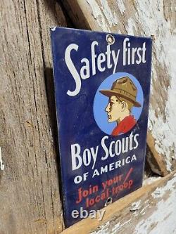 Vintage Boy Scouts Of America Porcelain Sign Join Your Local Troop Camping Club
