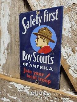 Vintage Boy Scouts Of America Porcelain Sign Join Your Local Troop Camping Club