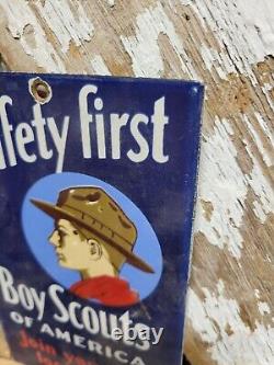 Vintage Boy Scouts Of America Porcelain Sign Join Your Local Troop Camping Club