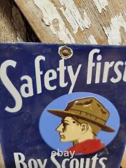 Vintage Boy Scouts Of America Porcelain Sign Join Your Local Troop Camping Club