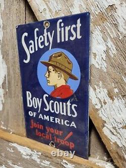Vintage Boy Scouts Of America Porcelain Sign Join Your Local Troop Camping Club