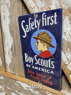 Vintage Boy Scouts Of America Porcelain Sign Join Your Local Troop Camping Club