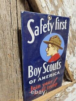 Vintage Boy Scouts Of America Porcelain Sign Join Your Local Troop Camping Club
