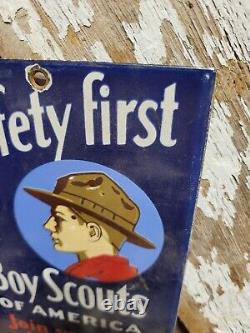 Vintage Boy Scouts Of America Porcelain Sign Join Your Local Troop Camping Club