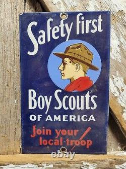 Vintage Boy Scouts Of America Porcelain Sign Join Your Local Troop Camping Club