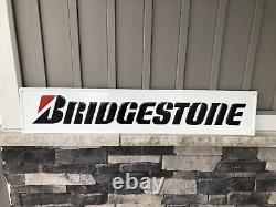 Vintage Bridgestone Tire Sign 4ft long Metal Embossed Advertising