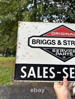 Vintage Briggs & Stratton Service Parts Dealer Sign Double Sided Sales Service
