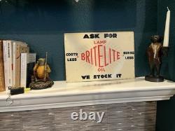 Vintage Britelite Oil Porcelain Enamel Sign From Glassgow 14.5 X 10 Ex Cond