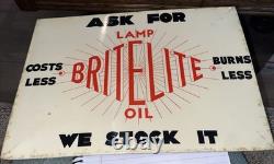 Vintage Britelite Oil Porcelain Enamel Sign From Glassgow 14.5 X 10 Ex Cond