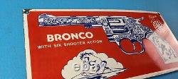 Vintage Bronco Kilgore Toys Sign Porcelain Advertisement Store Gas Pump Sign