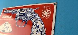 Vintage Bronco Kilgore Toys Sign Porcelain Advertisement Store Gas Pump Sign