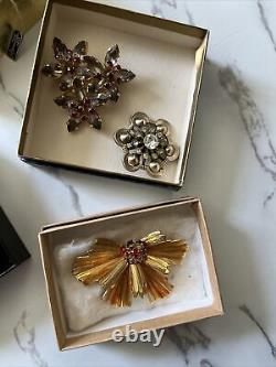 Vintage Brooches/Pin Lot Signed Weiss Eisenberg Ice Hobe Napier Art