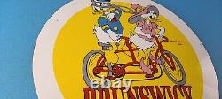 Vintage Brunswick Tires Porcelain Donald Duck Gas Service Station Pump Sign