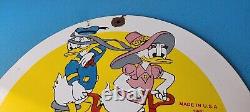 Vintage Brunswick Tires Porcelain Donald Duck Gas Service Station Pump Sign