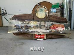 Vintage Budweiser Beer Champion Clydesdale Horse Team Lighted Sign (works)