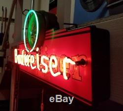 Vintage Budweiser Beer Lighted Neon Sign Light Man Cave Tested Working