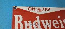 Vintage Budweiser Beer Porcelain King Of All Beer Gas Service Pump Plate Sign