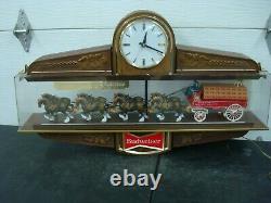 Vintage Budweiser Clydesdale Lighted Bar Clock Sign