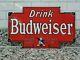 Vintage Budweiser Porcelain Sign Beer Restaurant Bar Pub Alcohol Gas Station