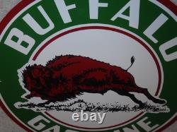 Vintage Buffalo Gasoline & Western Bison Animal 11 3/4 Porcelain Metal Oil Sign