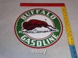 Vintage Buffalo Gasoline & Western Bison Animal 11 3/4 Porcelain Metal Oil Sign