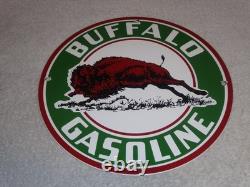 Vintage Buffalo Gasoline & Western Bison Animal 11 3/4 Porcelain Metal Oil Sign